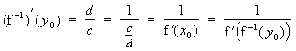 (f*)'(y0)=d/c=1/(c/d)=1/f'(x0)=1/f'(f*(y0))